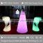 Infrared remote control glass top round led plastic rotating coffee tables