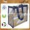 Clear pvc see through jute trimming tote bag with cotton web handle