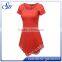 Womens Short Sleeve Various Hem Tunic Elegant Top with Lace Sexy Top