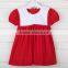 New Style Smocked O Neck Dress 2017 Hot Sale Casual Short Sleeve Button Back Baby Dress for Boutique Kids Clothing