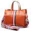 Top-Grade Simple Design Leather Hand Bags Color Straps Women Tote Handbag