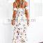 Sexy women summer orange dress floral print long casual maxi dresses