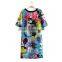 Women floral multi-colored nylon T-shirt dresses