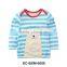 China made white light blue stripe embroidered boy kids striped t shirt