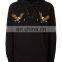 Black embroidered lace up neck and kangaroo pocket hoodie