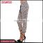 Beige Leopard Print Women Pants Alibaba Supplier Casual Lady Pants With Elastic Waist and Cuff