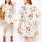 Alibaba Custom design Deep V Neckline Floral Printed Mini Dress Pictures of Girls Without Dress