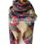 Cashmere feeling Soft scarf with Oblong Plaid Pattern Scarf