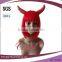 Red short Halloween party ox horn color synthetic bob hair wig