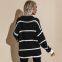 Autumn and winter new round neck loose striped pullover knitted sweater