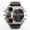 OULM 1349 Men Compass Watch Leather Strap Dual Time Big Face Quartz Watch Relogio Masculino