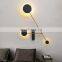 Modern Copper LED Wall Light Rotatable Reading Stair TV Backfround Black Golden Art LED Wall Lamps