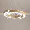 Contemporary Luxury Wood Circle Ring Ceiling Light Iron Acrylic Pendant Lamp Modern LED Chandelier