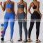 Wholesale Quick Dry Sportswear 2 Piece Set Women Sports V Shaped High Waist Leggings And One Shoulder Sexy Bra Gym Fitness Sets