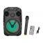 Karaoke Player Use Colorful Led Light Trolley Speaker with Phone Function and Wireless Mic