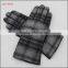 Mens leather and gingham checks fabric gloves touch screen lining polyester