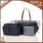 DB10001 Reshine Fashion Diaper Handbag Organizer PU Leather Trim Durable Canvas Diaper Bag