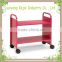 Multifunctional KD sturcture used library metal book cart steel trolley mobile book carts 2 tiers book ladder