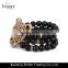 2016 Black glass beads pearl gold plating alloy animal bracelet fashion jewelry