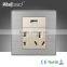 2015 Hot Sale Wallpad Switch Outlet 10A 110~250V Luxury Wall Light Switch USB 5 Pin Socket Charger