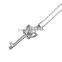 925 sterling silver CZ butterfly key pendant necklace