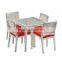 Narrow rattan knitting outdoor furniture used patio KD dining table with 4 pcs chairs
