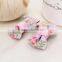 small size handmade flower printted grosgrain ribbon hair grips for baby girl