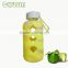borosilicate glass drink bottle/sports glass water bottle with high quality silicone sleeve wholesale