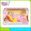 14 inch lovely sleeping music baby doll+cradle with music and light