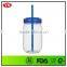 540ml plastic wedding mason jar with straw