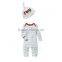 new arrival babys brand clothing cotton prited striped children clothes 2pcs romper + hat kids lovely patchwork suit