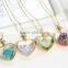 2016 new summer beautiful gold chian real flower jewelry heart pendant crystal women's herbarium necklace