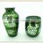 crackle mosaic glass green vases