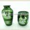 mosaic crackle glass hand blown green vase