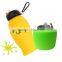 Factory hot sale silicone gym sports drink water bottle with straw
