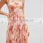 ladies clothes oem Palm print design Square neck Cut-out detailing maxi dresses long Beach Dress