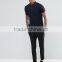 Short Sleeve Button Placket Collar Cuff Red Tip Design Men's 100% Cotton Breathable Pique 200g Casual Slim Navy Polo Shirt
