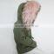 Myfur Cute Girls Green Cotton Parka with Real Fur Hooded Wholesale Kids Parka Jacket