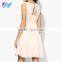 New Fashion Ladies Clothing 2016 Sleeveless Lace Chiffon Dress Elegant White Pleated Dress Pattern