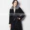 YR652 Euro Fashion Real Curly Lamb Fur Long Overcoat with Silver Fox Fur Collar and Leathe Belt Sheep Skin Fur Overcoat