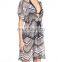 C84 Loose Fit Flutter Sleeves Cover-Up Tunic Printed Chiffon Beach Kaftan