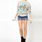 CHEFON Grey Melange Custom Print Long sleeve Women Pullover Sweater CAH0054