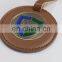 leather luggage tag metal plate Custom Golf Circlular Metal Leather Bag Tag In Antique Brass Plating and Die cast soft enamel