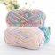 8 ply DK weight solid dyed and space dyed acrylic and cotton blend knitting yarn for baby shoes and blanket