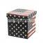 Customized printed PVC leather national flag ottoman foldable storage ottoman stool
