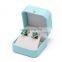 Wholesale Custom Logo Light Blue Pu Leather Jewelry Packaging Wedding Ring Box