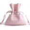 PandaSew 8*7cm Luxury Custom Jewelry Pouches with Logo Pink Microfiber Small Gift Drawstring bag