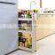 Slim space saving  kitchen accessories assemble type foldable slide plastic kitchen storage racks trolley organizer