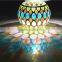 Colorful Glass Mosaic Cylinder Candle Holders Bronze & Turquoise Candle Jars