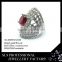 American style 14k white gold plated ruby and diamond 2016 fashion jewelry big ring